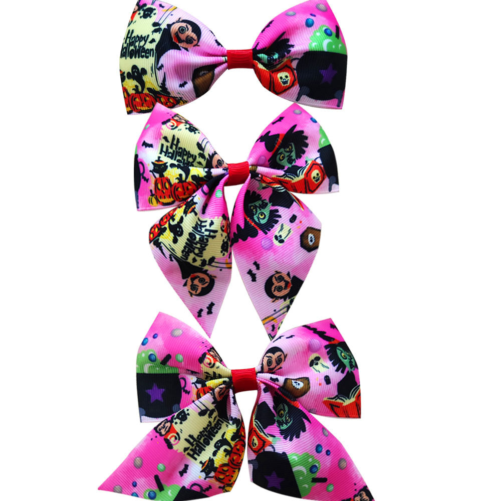 Wholesale Halloween 3-piece Set Printed Girl's Bow Hairpin